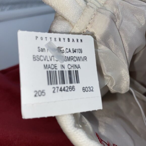 Pottery Barn Paige Velvet Stocking Christmas Monogram Holiday Xmas Red Cream 14” - Picture 3 of 9